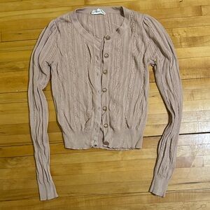 Heartloom Pale Mauve Cardigan Sweater | M